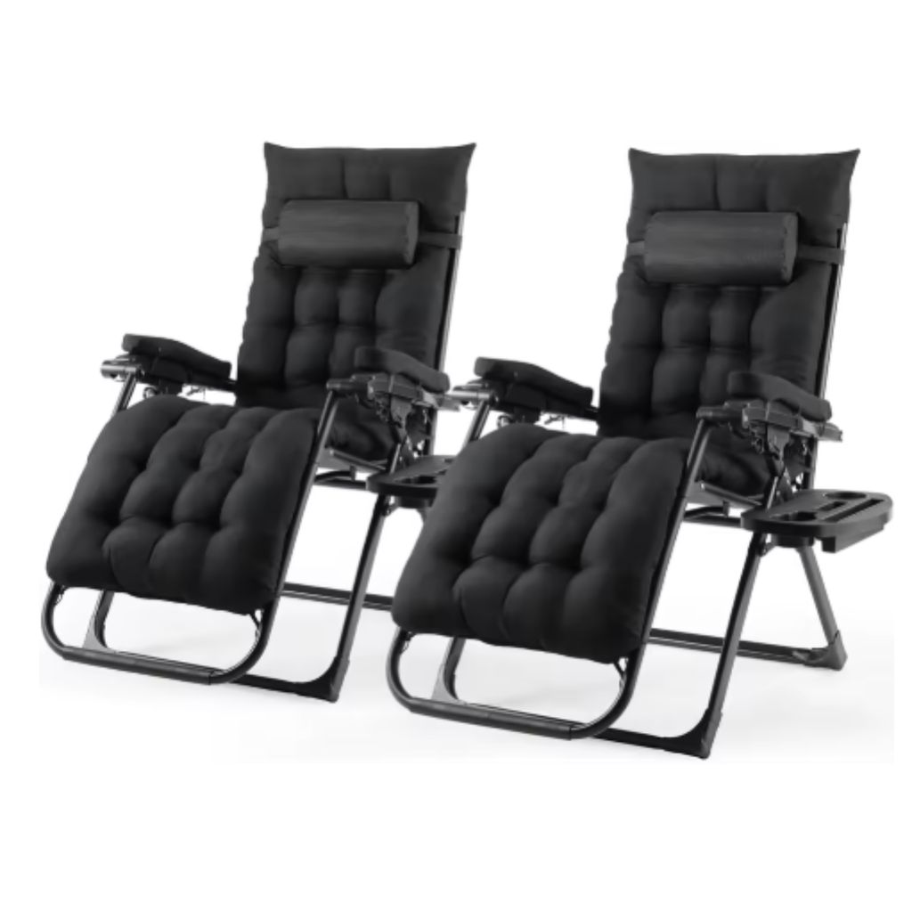 Klappbarer Liegestuhl – Gartenstuhl – Sonnenliege – Verstellbare Gartenliege mit Kopfstütze und Becherhalter – Abnehmbares Baumwollkissen ...