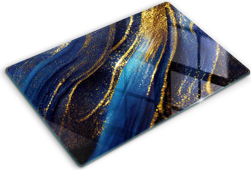 Abdeckung Glas - Küchenabdeckung - 80x52 cm - Abdeckplatte -Marineblaue Abstraktion
