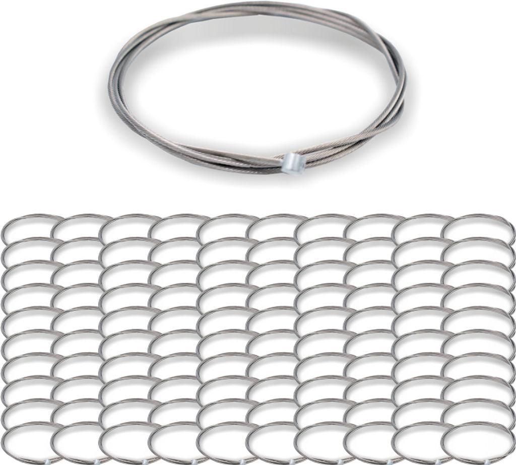100x Edelstahl-Drahtseil Ø 1,5 mm, 1x19 mit Zylindernippel Ø 4,0 mm Länge 5 mm, Niro 1.4301 verzinkt | Länge 1000 mm