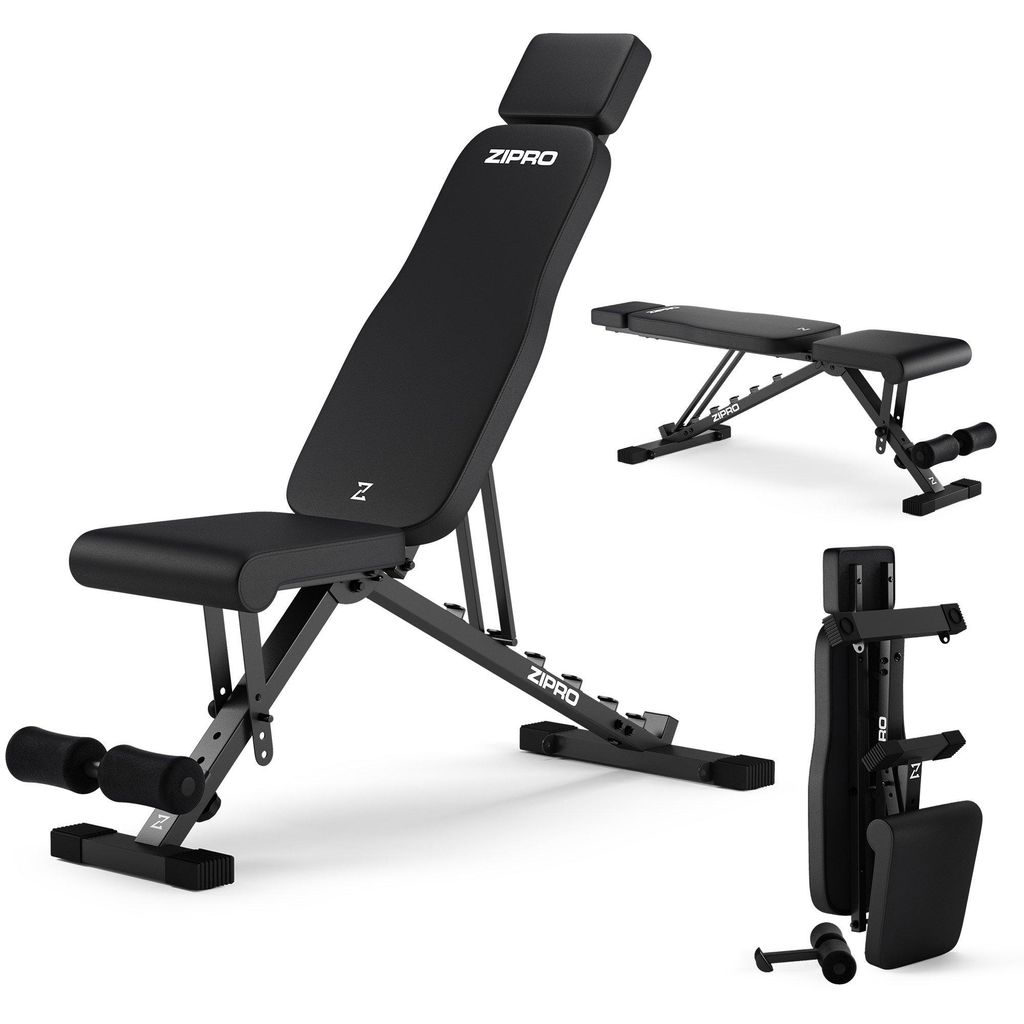 ZIPRO Grind Hantelbank Klappbar - Trainingsbank Verstellbar 300 kg Flachbank Schrägbank Negativbank Kraftstation Fitnessgerät für Zuhause