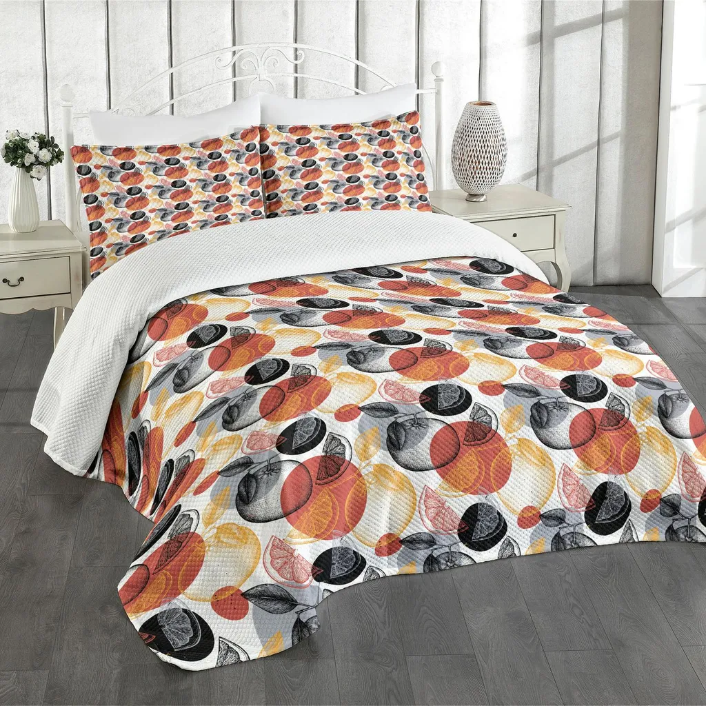Set Letto ABAKUHAUS Agrumi Astratti - Copriletto 220x220 Multicolore