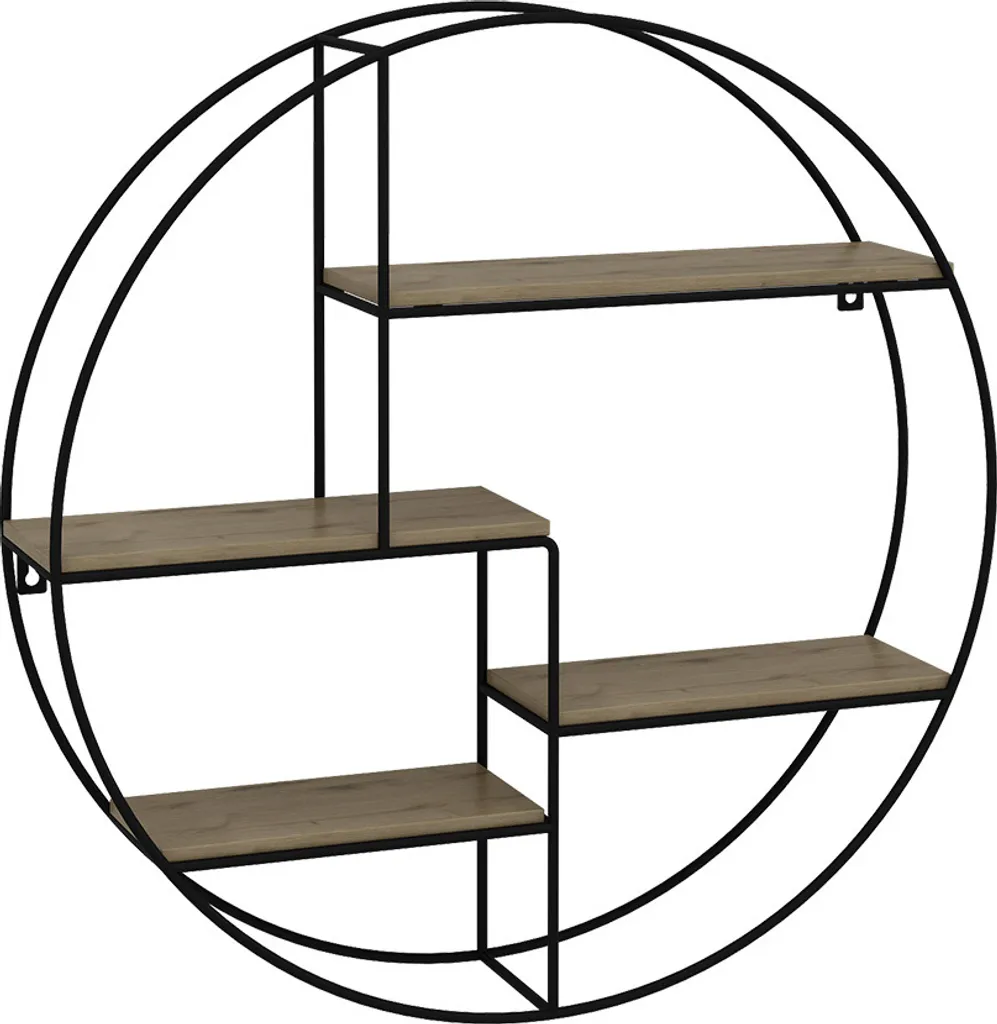 Étagère ronde Vicco Fyrk chêne 55x55cm, meuble mural moderne - 40687