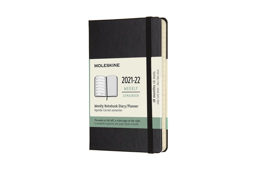 Moleskine 18 Monate Wochen-Notizkalender 2021/2022 - Fester Einband - Englischer Kalender - 1 Wo = 1 Seite - Rechts Linierte Seite - Pocket (9x14) ...