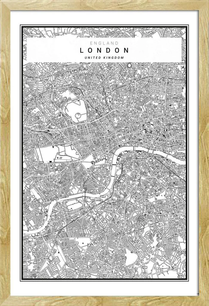 Poster Londres Vector avec cadre MDF hêtre Shinsuke et protection acrylique
