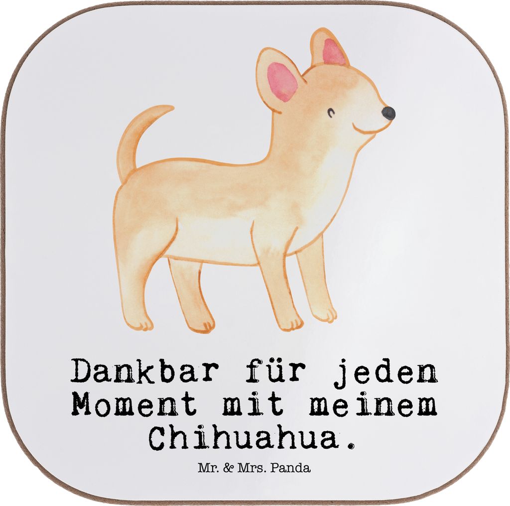 Mr. & Mrs. Panda Untersetzer für Gläser Chihuahua Moment - Weiß - Geschenk, gläseruntersetzer, Coaster, Tischuntersetzer, Tassenuntersetzer, Fl...