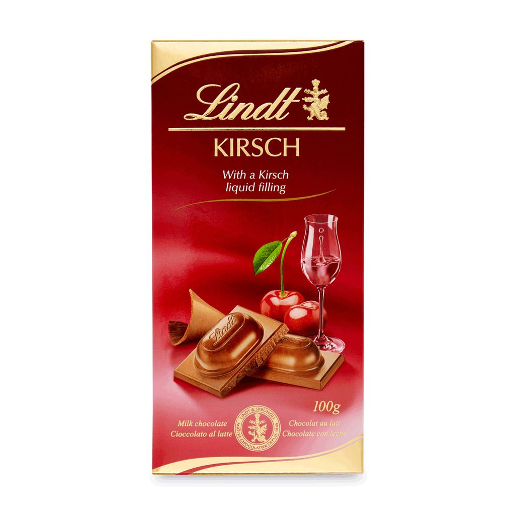 Chocolat au lait Lindt fourré aux cerises Kirschwasser 100g Image du produit 