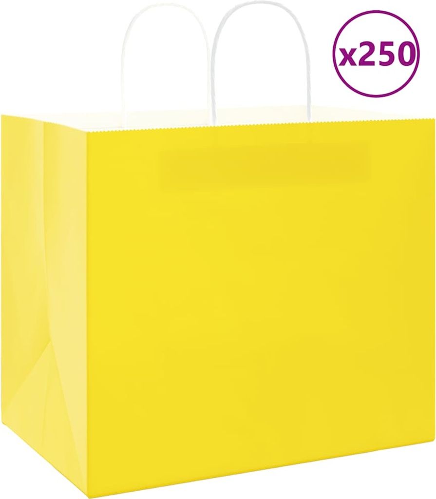 Papiertragetaschen 250 Stk. mit Henkeln Gelb 32x22x28 cm