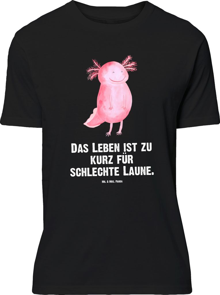 Mr. & Mrs. Panda Größe M T-Shirt Axolotl Glücklich - Schwarz - Geschenk, Lurch, Shirt, Tshirt, gut Gelaunt, Herren, Lebensfroh, Motivationsspruc...