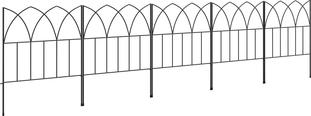 Clôture de jardin anti-rouille noire 5 panneaux pour bordures durables
