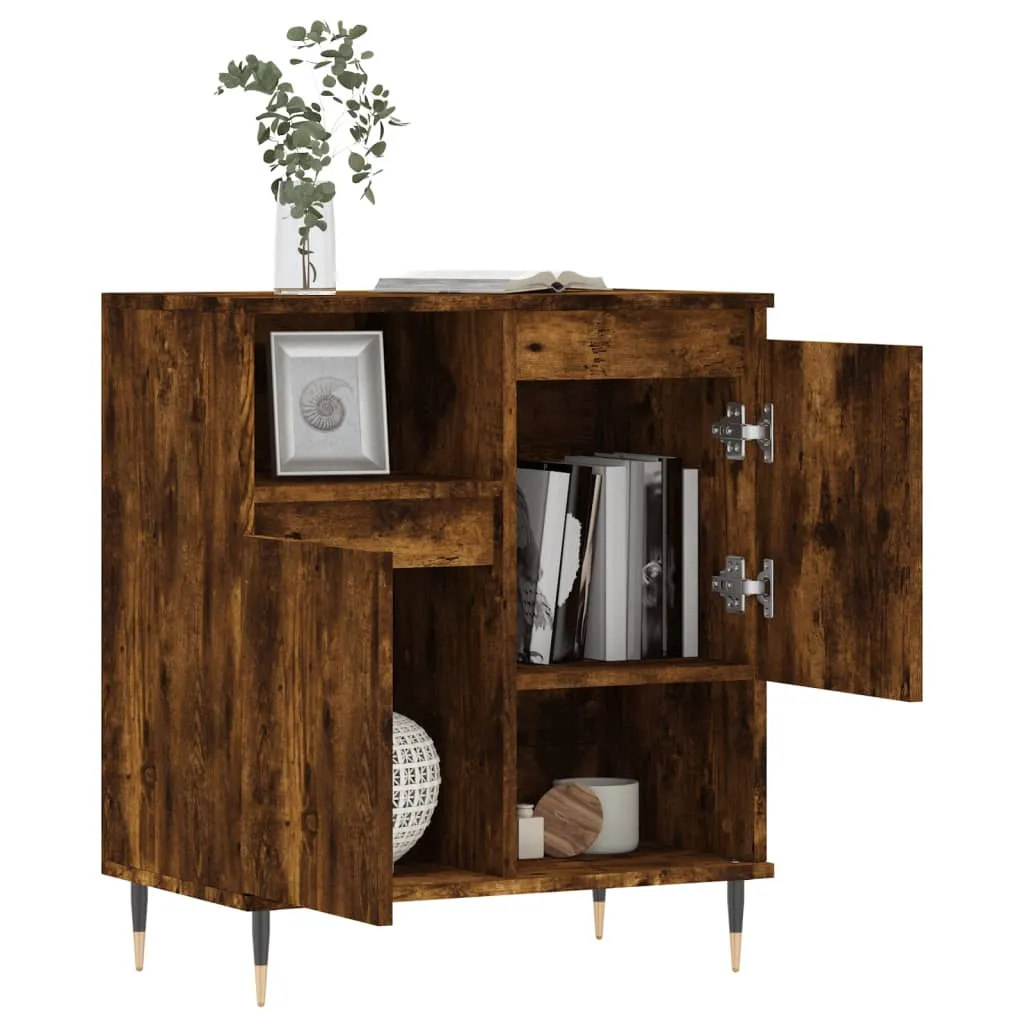 Mobile bagno Nero Rovere 30x30x95 cm in legno ingegnerizzato vidaXL