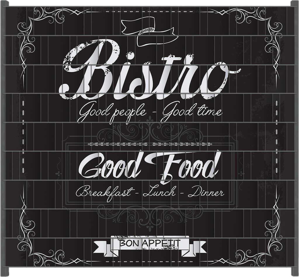 Wallario Zaunsichtschutz mit Motiv Bistro-Design in schwarz-weiß für Ein- und Doppelstabmatten Zäune in der Größe 200 x 180 cm