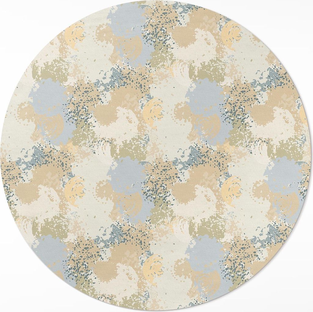 Abstrakte zarte gemalte Flecken – Vinyl Fußmatte – Ø 80cm – Rutschfest – Pflegeleicht & Langlebig
