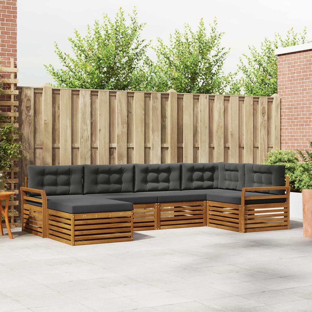 (Robust Möbel)Outdoor-Sofagarnitur - CLORIS - Balkonmöbe/Sitzgruppe - mit Kissen 6 pcs - Moderne Design - Natur und Anthrazit - Gartensofas N...