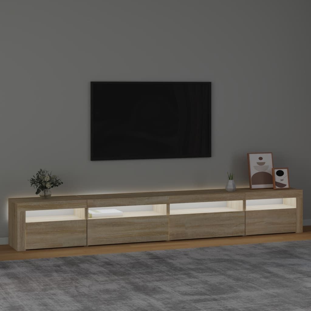 The Living Store TV-Schrank mit LED-Leuchten Sonoma-Eiche 270x35x40 cm