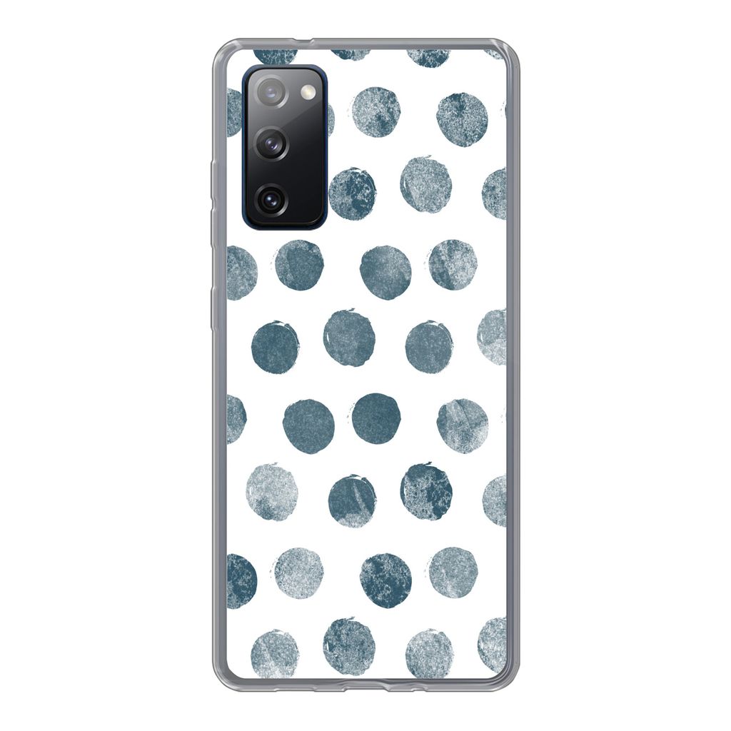 MuchoWow Handyhülle Schutzhülle Hülle für Samsung Galaxy S20 FE Polka dots - Grau - Weiß Silikon Softcase Handy Hülle - Abdeckung