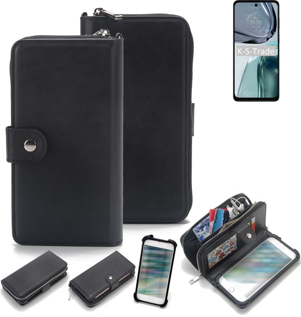 K-S-Trade 2in1 Handyhülle Schutzhülle kompatibel mit Motorola Moto G62 5G & Portemonnee Cover Handy Hülle Case Etui Geldbörse Wallet Bookstyle