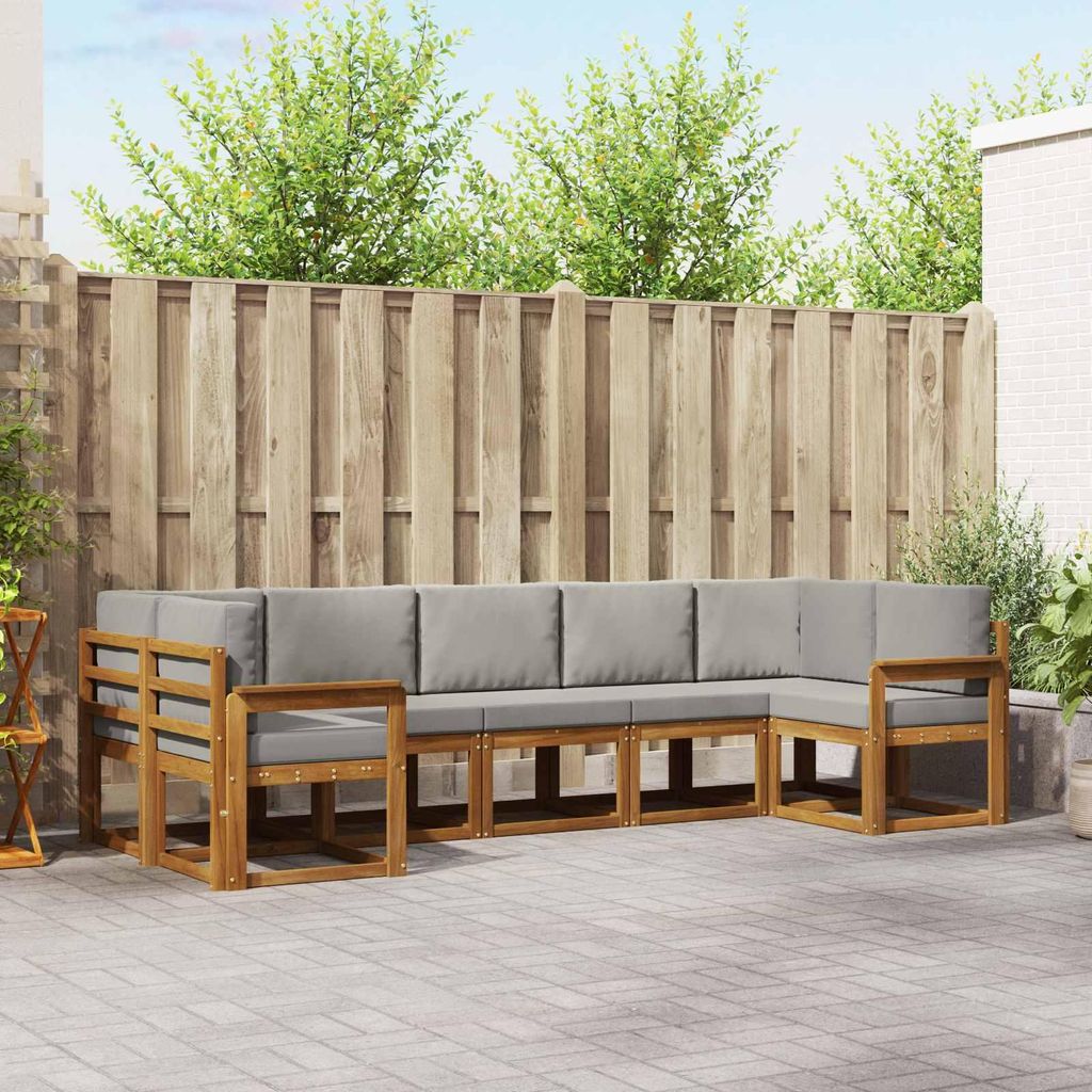 (Robust Möbel)Outdoor-Sofagarnitur - CLORIS - Balkonmöbe/Sitzgruppe - mit Kissen 7 pcs - Moderne Design - Natürlich und Hellgrau - Gartensof...