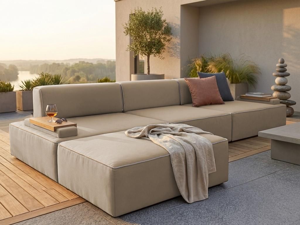 TRADA Gartenecksofa Ravello M Beige 345x182 cm Gartenmobel Produktbild 