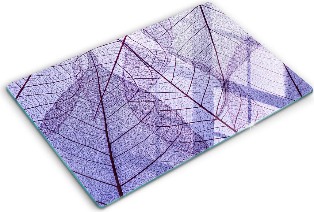 Abdeckung Glas - Küchenabdeckung - 80x52 cm - Abdeckplatte -Blätter mit Adern