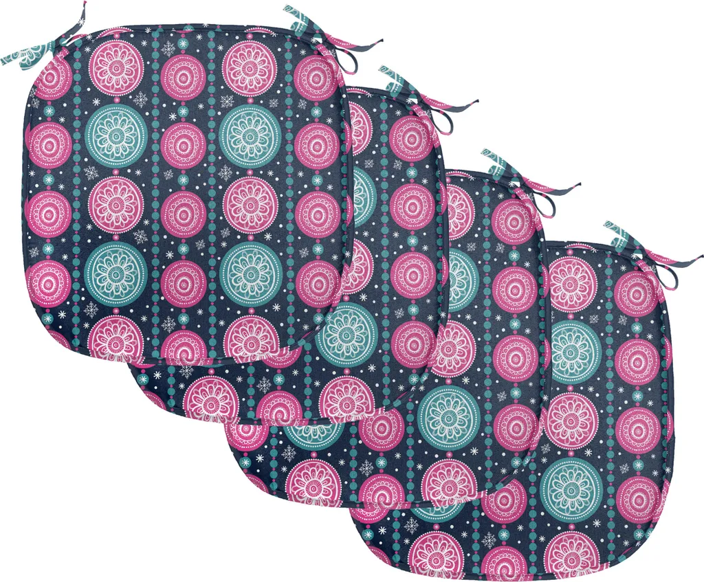 ABAKUHAUS Lot de 4 Galettes de Chaise Noël 40x40 cm Motifs Floraux Rose