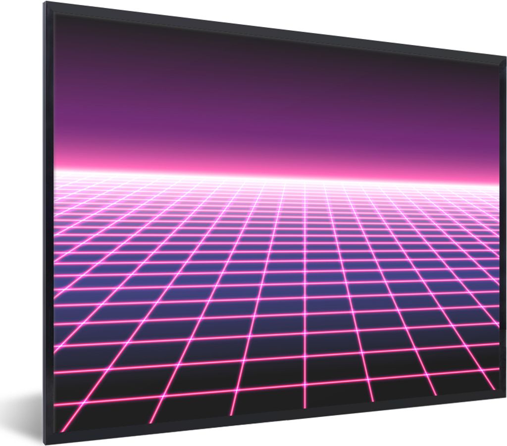 MuchoWow Gerahmtes Poster Spiele - Retro - Neon 40x30 cm - Poster mit Schwarzem Bilderrahmen Wandposter Rahmen Foto Bilder - Kunstposter - Wandde...