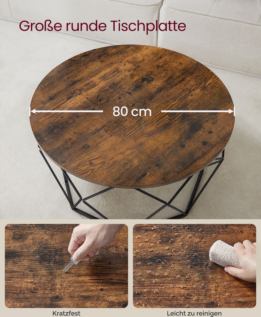 VASAGLE Couchtisch, robust Stahlrahmen, für Wohnzimmer, Produktbild 4