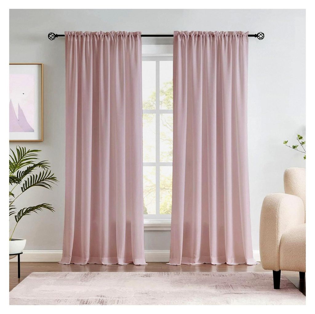 Halbtransparente Vorhänge in Altrosa, 213 cm lang, für Schlafzimmer und Wohnzimmer, aus natürlicher Baumwolle, Textur, Stangentasche, 132 x 213 ...