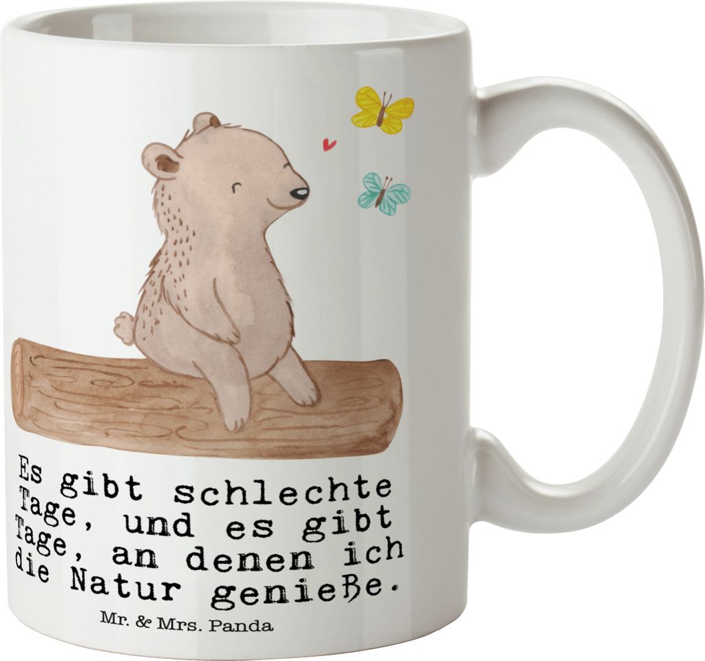 Mr. & Mrs. Panda Kaffeetasse Bär Naturliebhaber - Weiß - Geschenk, kaffeebecher bedruckt, Wandern, Outdoor, Teebecher, Sportart, Nature Lover, Ta...