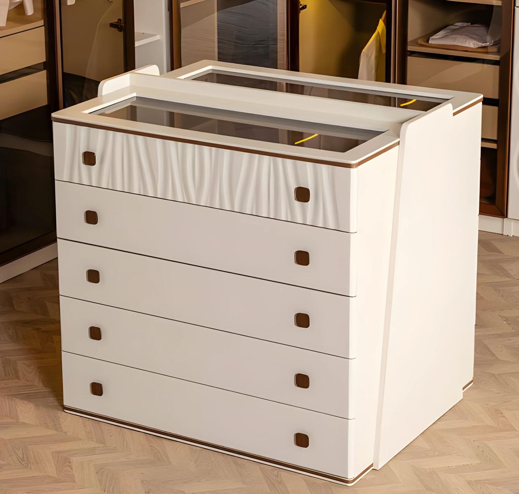 Garderobe Eckkleiderschrank Kleiderschrank Kommode Schrank Holz Beige Set