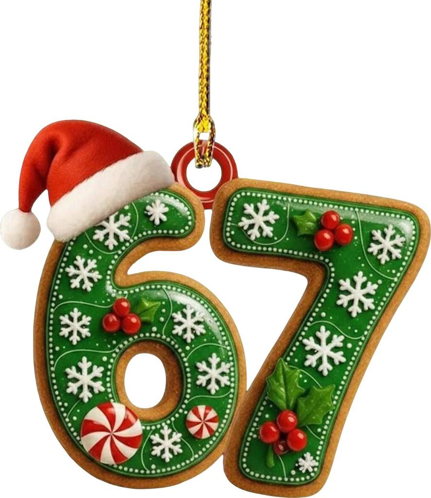 67 lustige Weihnachtsornamente 2025, handgefertigter Weihnachtsmann-Anhänger, Sechs-Sieben-Meme-Dekoration, Rückspiegel-Weihnachtsgeschenk-Dekora...