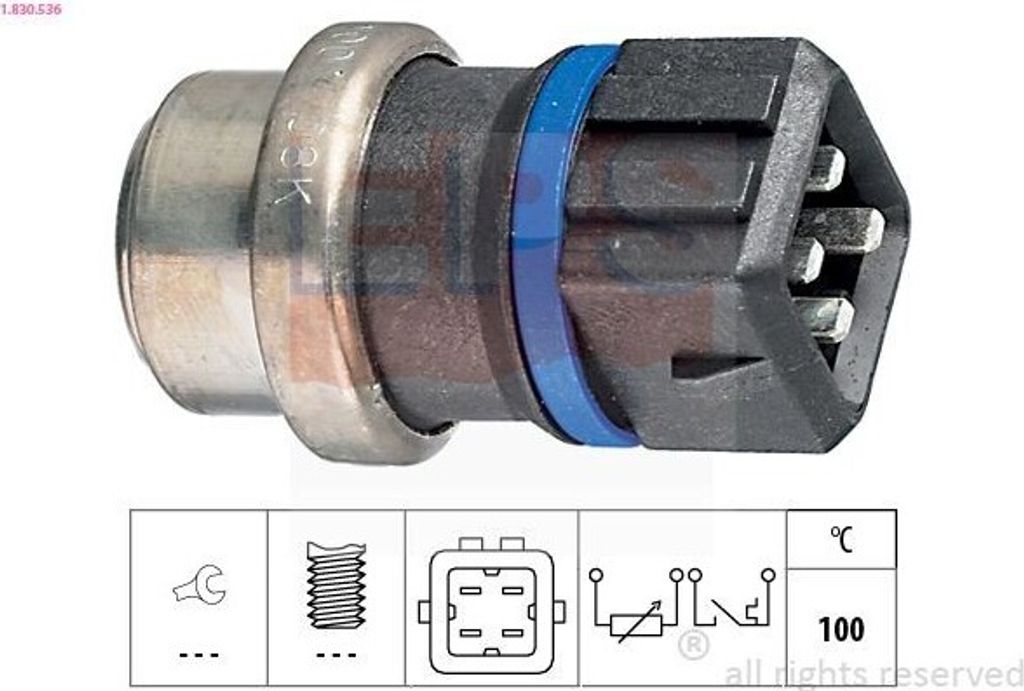 EPS 1.830.536 Kühlmitteltemperatursensor für VW Transporter IV Bus (70B, 70C, 7DB, 7DK, 70J, 70K, 7DC, 7DJ) GOLF III (1H1) Transporter IV Kastenw...