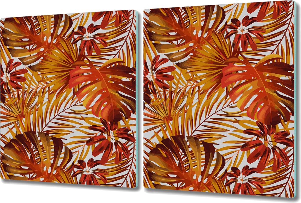 Glas Schneidebrett Herdabdeckplatten Schneideplatten - 2x 40x52 cm - Feurige Blumen