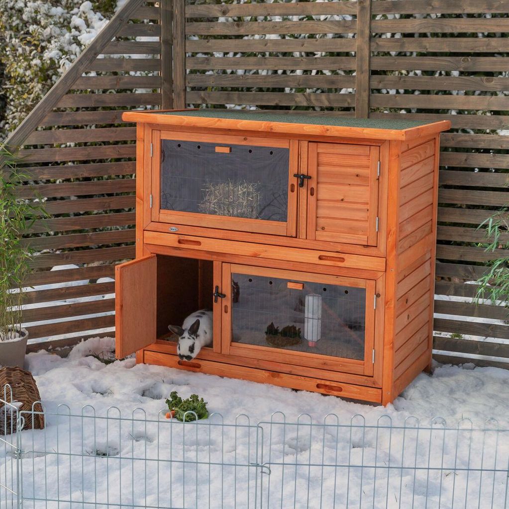 TRIXIE Kleintierstall mit Wärmedämmung - braun - 116 × 113 × 65 cm