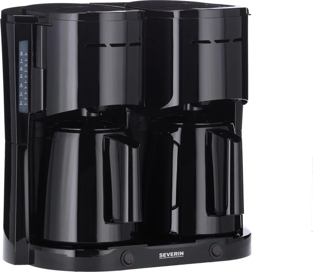 Cafetière Duo Idéale pour Bureau et Famille 2x8 Tasses Thermos Noir