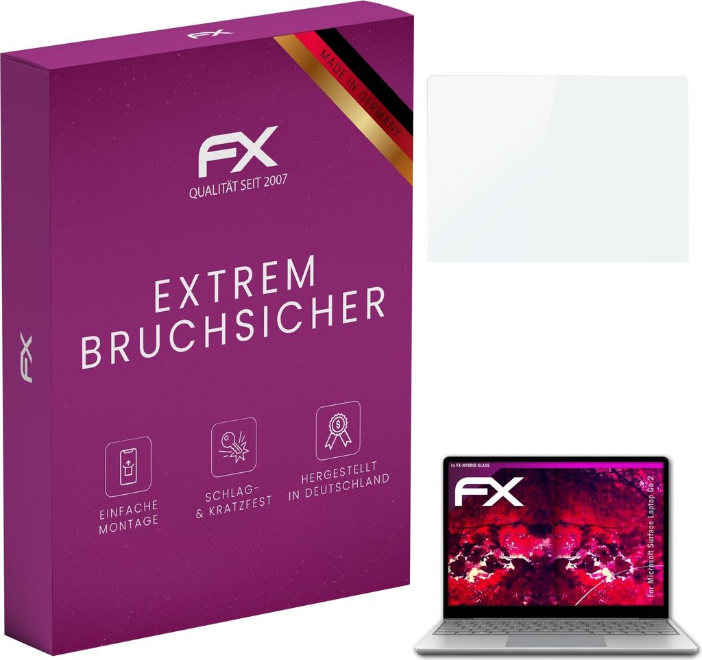atFoliX FX-Hybrid-Glass Displayfolie kompatibel mit Microsoft Surface Laptop Go 2 Glasfolie
