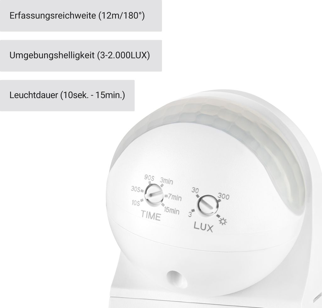 Innen Infrarot-Bewegungsmelder Aufputz 180° I 12m