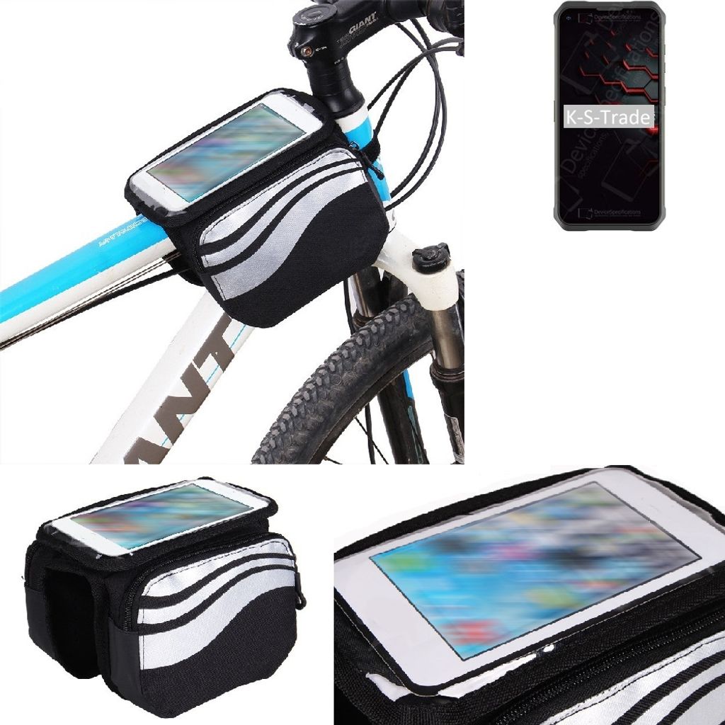 K-S-Trade Rahmentasche Fahrrad-Halterung kompatibel mit Doogee V10 Rahmenhalterung Fahrrad Handyhalterung Fahrradtasche Handy Smartphone Halterung