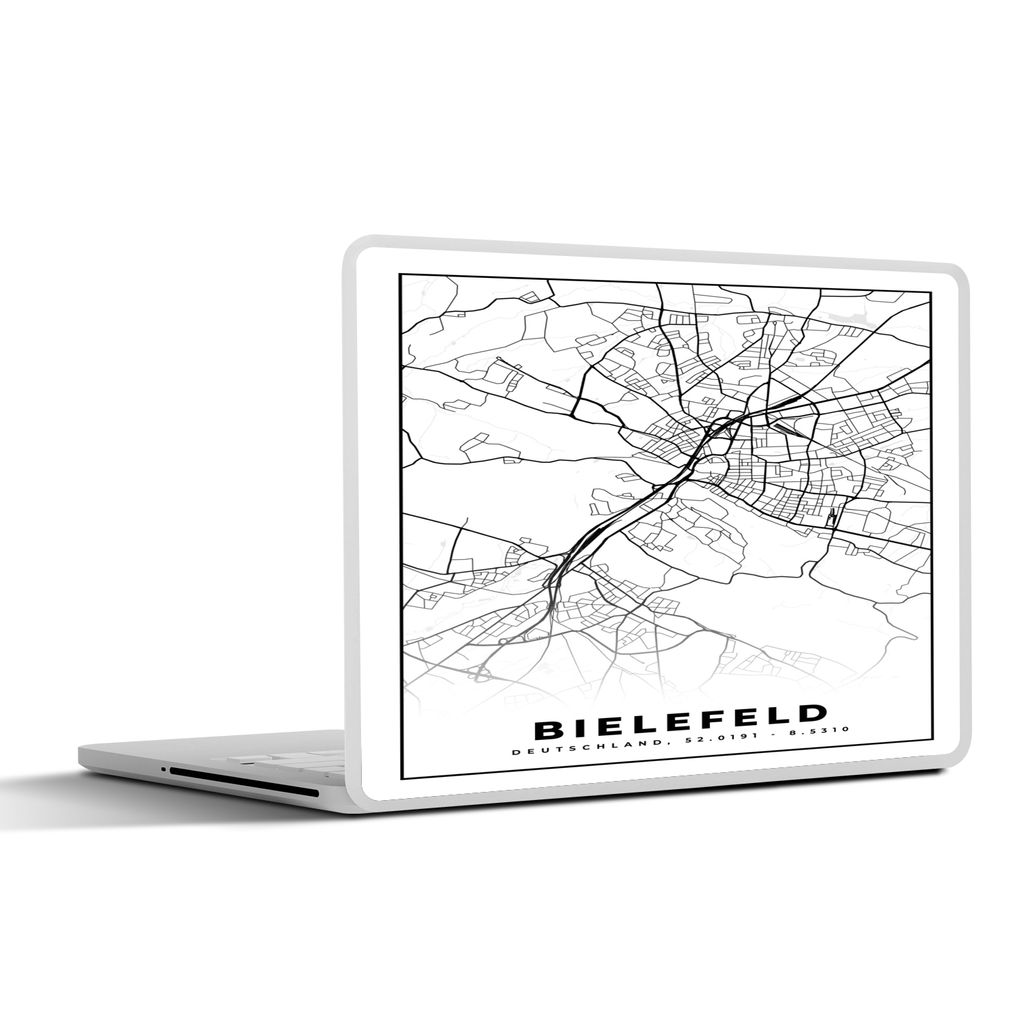 MuchoWow Laptop Aufkleber Sticker Cover Karte - Bielefeld - Karte - Stadtplan 32.5x23.5 cm - Sticker für Laptop - Selbstklebend