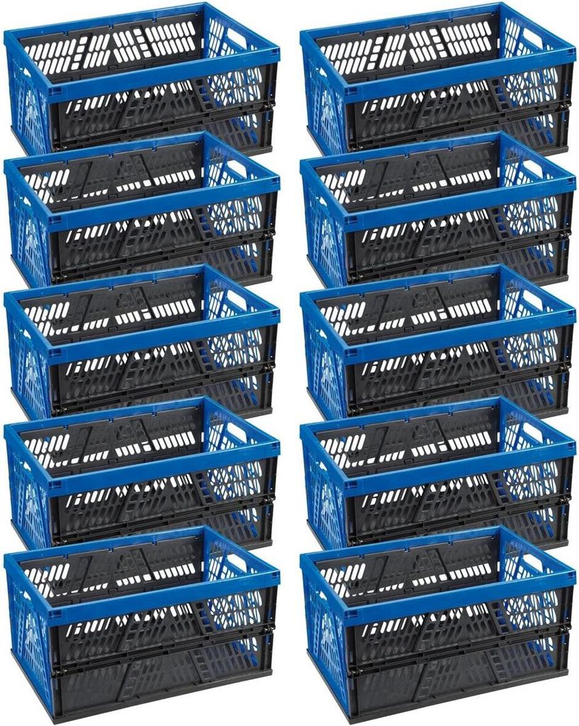 Novaliv Klappbox 45l Blau 10er Set - Faltbare Korbbox mit praktischen Tragegriffen - Vielseitige Aufbewahrungsbox