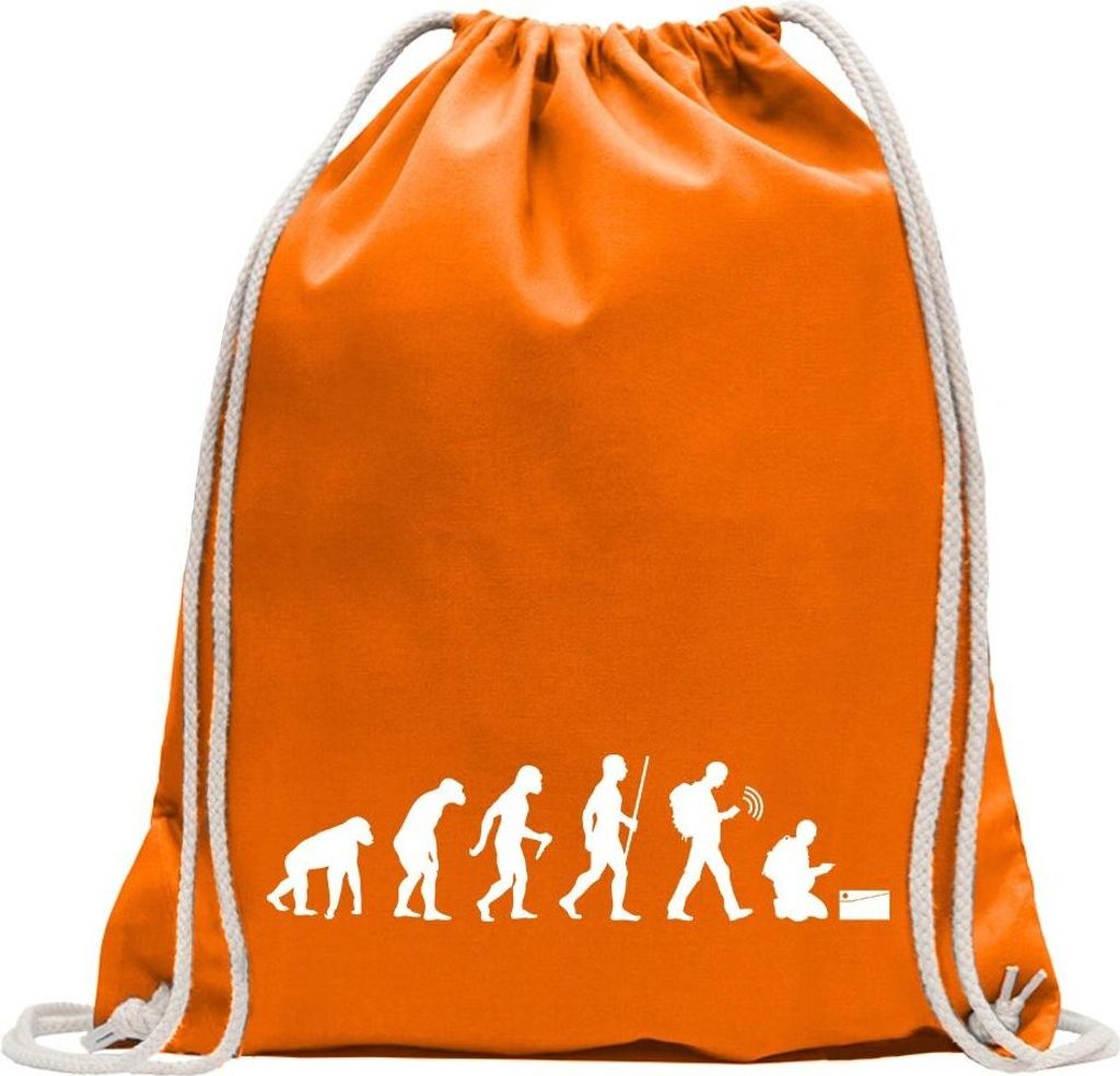 Kiwistar - Turnbeutel - mandarin - Geocaching Fund Evolution - Fun Rucksack Sport Beutel Gymsack Baumwolle mit Ziehgurt