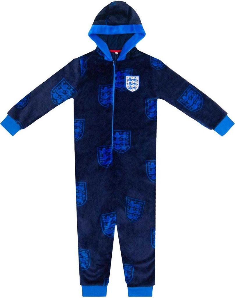 England - All-in-One Nachtwäsche für Kinder, Rundum bedruckt, Fleece GF1096 (152-158) (Dunkles Marineblau)