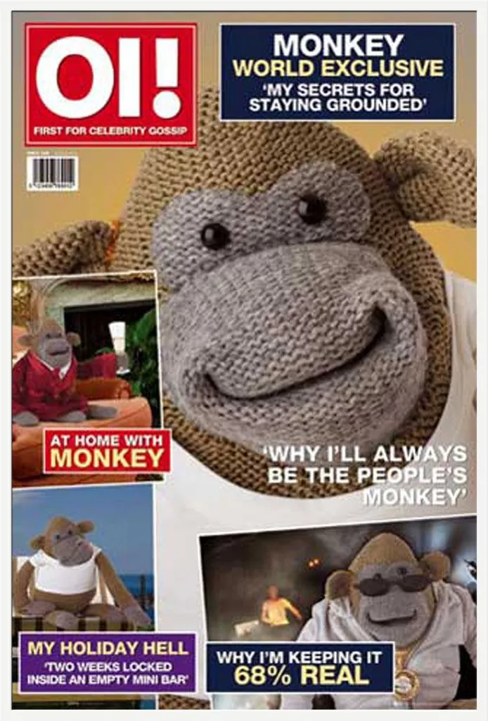 Décoration murale Monkey Shinsuke® avec cadre blanc pour salon et bureau