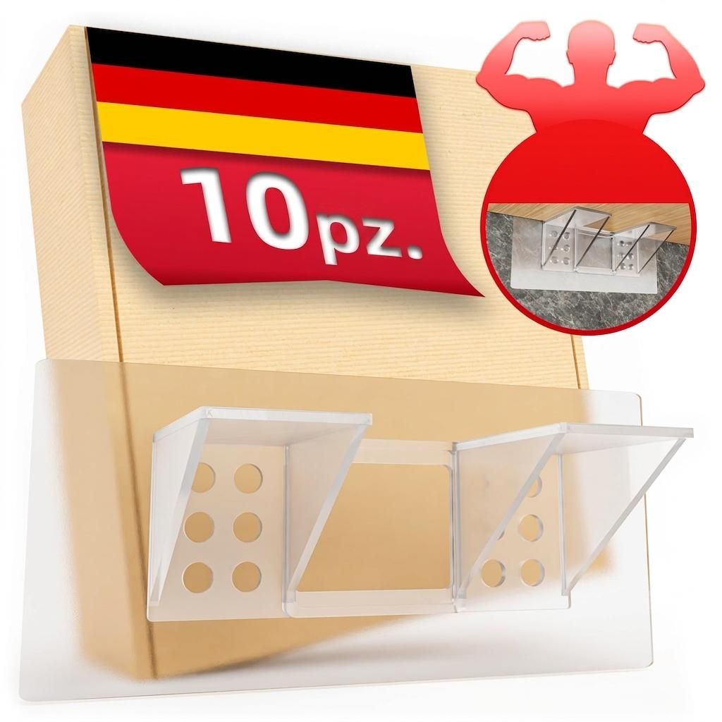 DEKAZIA® 10pz Supporti per Mensole Autoadesivi | Supporto Immagine del prodotto 