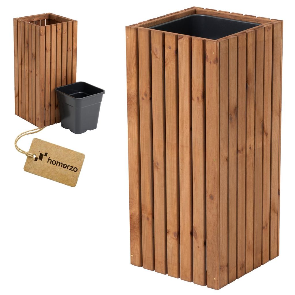 Fioriera per esterno Fioriera in legno con inserto per Immagine del prodotto 
