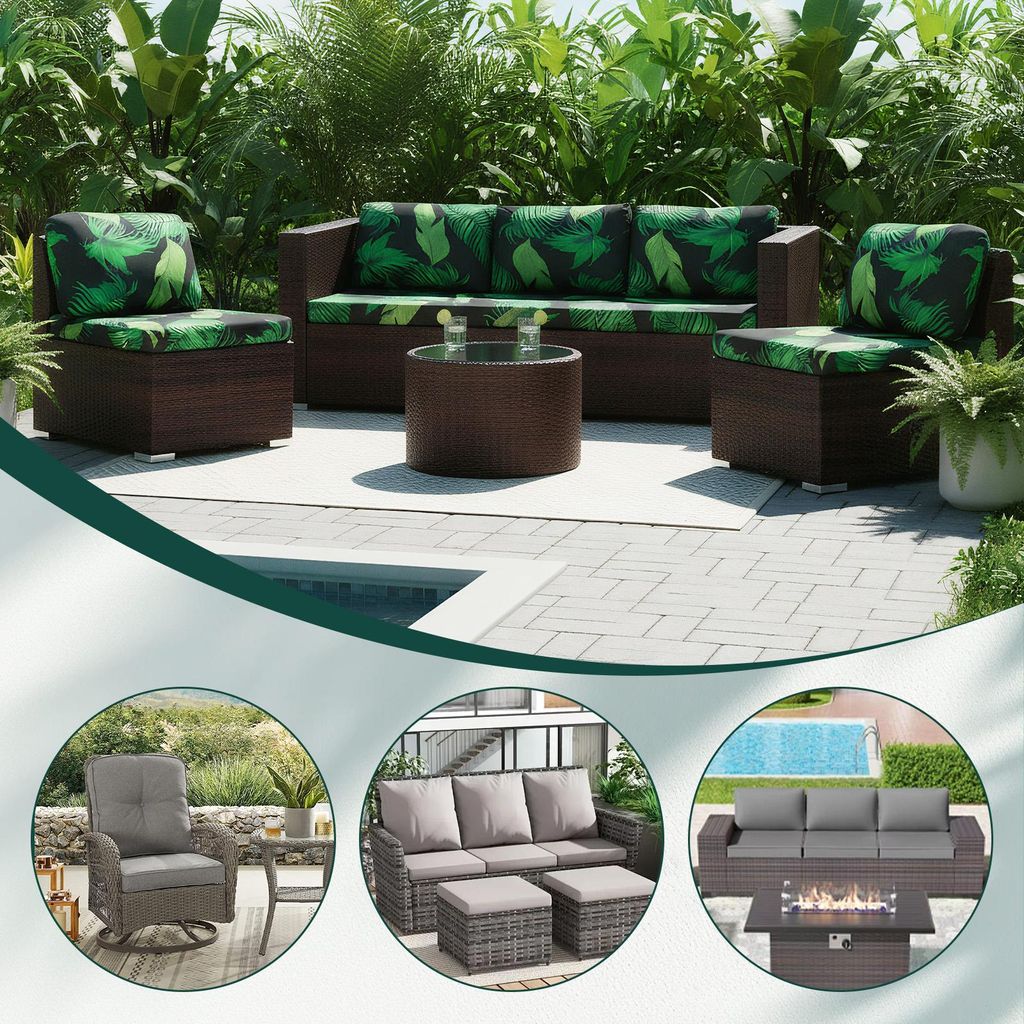 6 Stück Patio Kissenbezug für Terrassenmöbel, Outdoor-Sofabezüge Stretch Sofakissenbezüge, Ersatzbezüge für Terrassenmöbel,Sommer