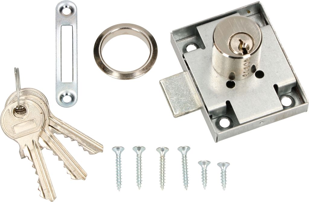 KOTARBAU Möbelschloss 45x56 mm Links und Rechst Aufschraubschloss mit 3 Schlüsseln Zylinder-Möbelschloss Schrankschloss Schloss Schubladenschloss