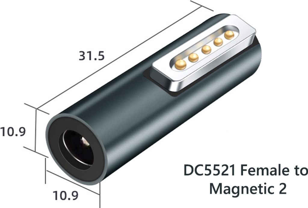 Aluminiumlegierung magnetische Usb C Adapter 5521 weiblich Typ Schnellladung Kompatibel für Macbook Computer 5.5x2.1 zu magsafe2