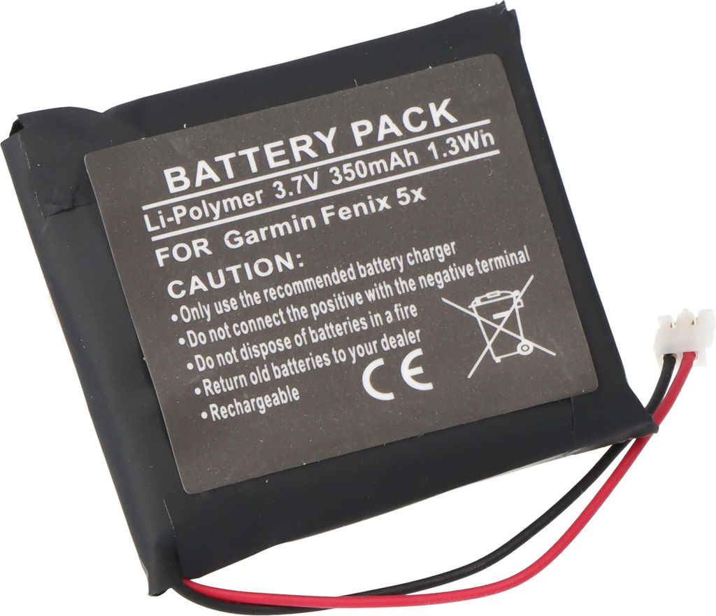 Akku passend für Garmin Fenix 5X, Li-Polymer, 3,7V, 350mAh, 1,3Wh