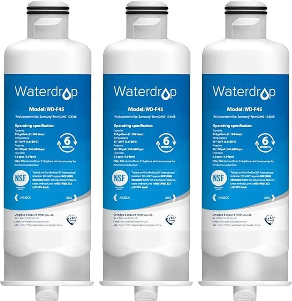 Filtre eau Waterdrop DA97-17376B pour frigo Samsung HAF-QIN Pack de 3