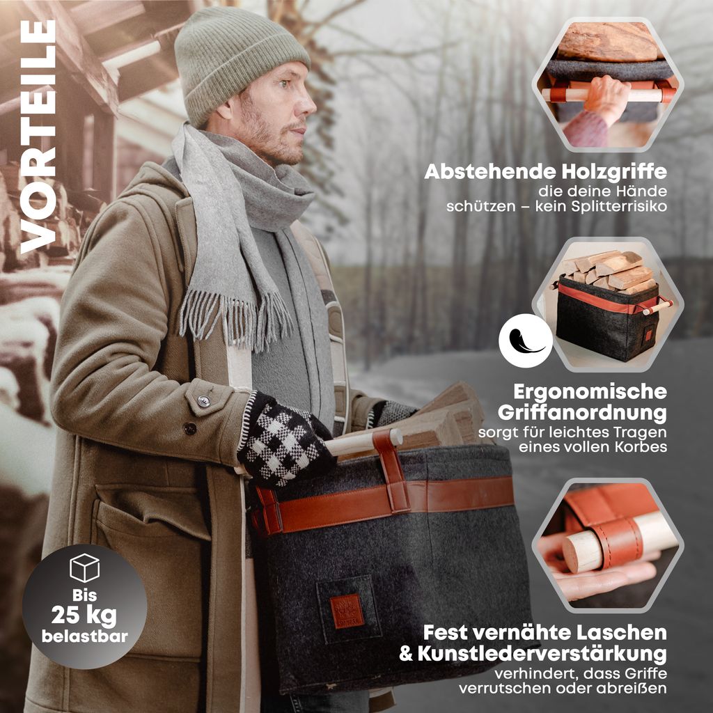 OAKAGE® Holzkorb Für Kaminholz Groß Schmutzabwei Produktbild-Vorschau 7